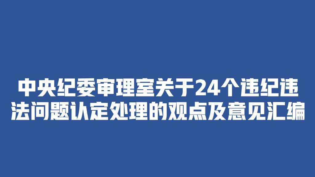 中央纪委审理室关于24个违纪违法问题认定处理的观点及意见汇编